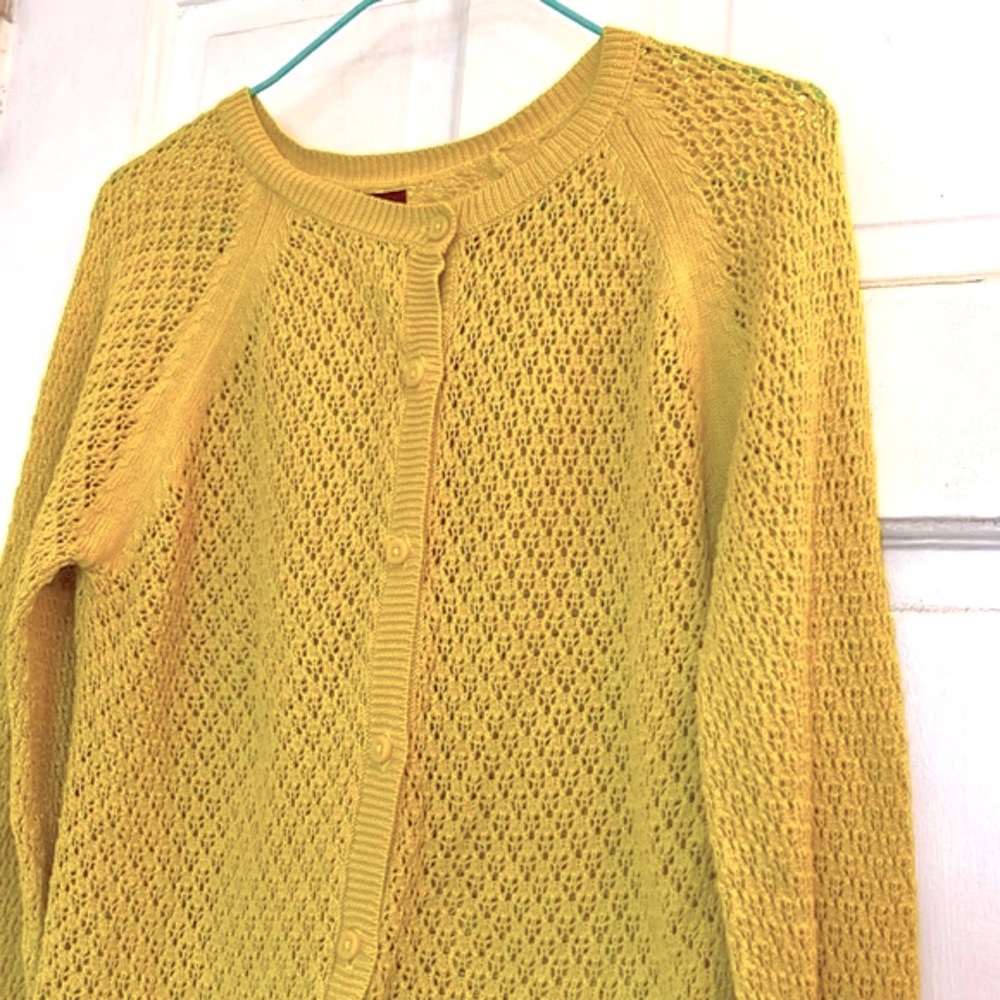 Tea Collection girls goldenrod lace knit cardigan in size xl/12